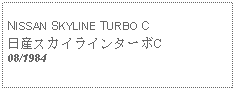 Text Box: NISSAN SKYLINE TURBO C日産スカイラインターボC08/1984