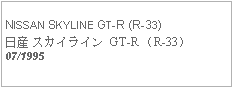 Text Box: NISSAN SKYLINE GT-R (R-33)日産 スカイライン GT-R （R-33）07/1995