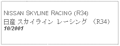 Text Box: NISSAN SKYLINE RACING (R34)日産 スカイライン レーシング （R34）10/2001