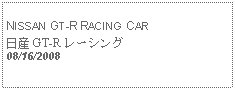 Text Box:            NISSAN GT-R RACING CAR日産 GT-R レーシング08/16/2008