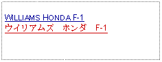 Text Box: WILLIAMS HONDA F-1ウイリアムズ　ホンダ　F-1