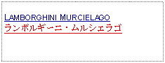 Text Box: LAMBORGHINI MURCIELAGOランボルギーニ・ムルシエラゴ