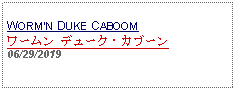 Text Box: WORMN DUKE CABOOM ワームン デューク・カブーン06/29/2019