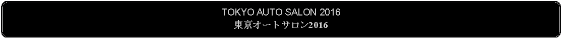 Flowchart: Alternate Process: TOKYO AUTO SALON 2016東京オートサロン2016