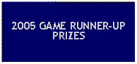 Text Box: 2005 GAME RUNNER-UP PRIZES