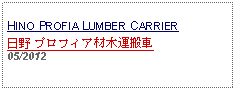 Text Box: HINO PROFIA LUMBER CARRIER 日野 プロフィア材木運搬車05/2012