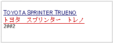 Text Box: TOYOTA SPRINTER TRUENO  トヨタ　スプリンター　トレノ2002