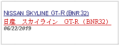 Text Box: NISSAN SKYLINE GT-R (BNR32)日産　スカイライン　GT-R （BNR32）06/22/2019