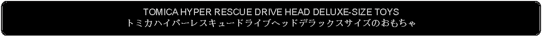 Flowchart: Alternate Process: TOMICA HYPER RESCUE DRIVE HEAD DELUXE-SIZE TOYSトミカハイパーレスキュードライブヘッドデラックスサイズのおもちゃ