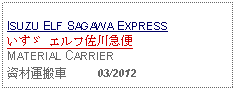 Text Box: ISUZU ELF SAGAWA EXPRESSいすゞ エルフ佐川急便MATERIAL CARRIER資材運搬車     03/2012