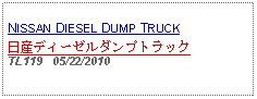 Text Box: NISSAN DIESEL DUMP TRUCK日産ディーゼルダンプトラックTL119   05/22/2010