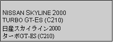 Text Box: NISSAN SKYLINE 2000 TURBO GT-ES (C210)日産スカイライン2000 ターボGT-ES (C210)