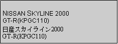 Text Box: NISSAN SKYLINE 2000GT-R(KPGC110)日産スカイライン2000GT-R(KPGC110)