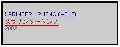 Text Box: SPRINTER TRUENO (AE86)スプリンタートレノ2002