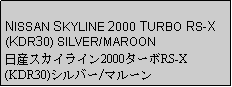 Text Box: NISSAN SKYLINE 2000 TURBO RS-X (KDR30) SILVER/MAROON日産スカイライン2000ターボRS-X(KDR30)シルバー/マルーン