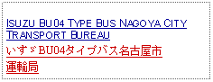 Text Box: ISUZU BU04 TYPE BUS NAGOYA CITY TRANSPORT BUREAUいすゞBU04タイプバス名古屋市運輸局