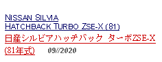 Text Box: NISSAN SILVIA HATCHBACK TURBO ZSE-X (81)日産シルビアハッチバック ターボZSE-X (81年式)      09//2020