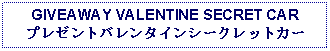 Text Box: GIVEAWAY VALENTINE SECRET CARプレゼントバレンタインシークレットカー