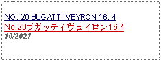 Text Box: NO. 20 BUGATTI VEYRON 16. 4No.20ブガッティヴェイロン16.410/2021