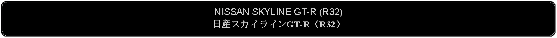 Flowchart: Alternate Process: NISSAN SKYLINE GT-R (R32)日産スカイラインGT-R（R32）