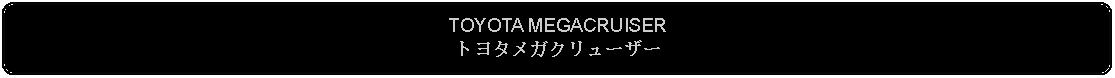 Flowchart: Alternate Process: TOYOTA MEGACRUISERトヨタメガクリューザー