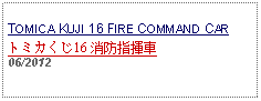 Text Box: TOMICA KUJI 16 FIRE COMMAND CARトミカくじ16 消防指揮車     06/2012