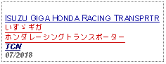 Text Box: ISUZU GIGA HONDA RACING TRANSPRTRいすゞギガホンダレーシングトランスポーターTCN07/2018