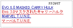 Text Box:                                              11/2017EVO 5.0 MASKED CARRY HULKEvo. 5.0マスクされたキャリーハルク     MARVEL T.U.N.E.マーベルT.U.N.E.