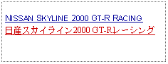 Text Box: NISSAN SKYLINE 2000 GT-R RACING日産スカイライン2000 GT-Rレーシング