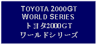 Text Box: TOYOTA 2000GT WORLD SERIESトヨタ2000GTワールドシリーズ