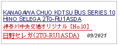 Text Box:                                             KANAGAWA CHUO KOTSU BUS SERIES 10HINO SELEGA 2TG-RU1ASDA神奈川中央交通オリジナル［No.10］  日野セレガ(2TG-RU1ASDA)     09/2021 