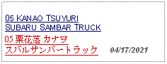 Text Box: 05 KANAO TSUYURISUBARU SAMBAR TRUCK 05 栗花落 カナヲ スバルサンバートラック     04/17/2021