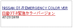 Text Box:                                          NISSAN GT-R EMERGENCY COLOR VER日産GT-R緊急カラーバージョン  07/21/2018