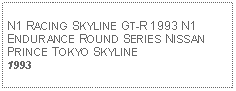 Text Box: N1 RACING SKYLINE GT-R 1993 N1 ENDURANCE ROUND SERIES NISSAN PRINCE TOKYO SKYLINE1993