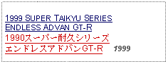 Text Box: 1999 SUPER TAIKYU SERIESENDLESS ADVAN GT-R1990スーパー耐久シリーズエンドレスアドバンGT-R     1999