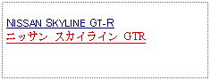 Text Box: NISSAN SKYLINE GT-Rニッサン スカイライン GTR 