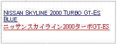 Text Box: NISSAN SKYLINE 2000 TURBO GT-ESBLUEニッサンスカイライン2000ターボGT-ES 