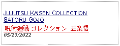 Text Box: JUJUTSU KAISEN COLLECTION SATORU GOJO 呪術廻戦 コレクション 五条悟 05/21/2022