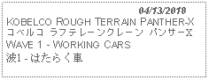 Text Box:                                              04/13/2018KOBELCO ROUGH TERRAIN PANTHER-X コベルコ ラフテレーンクレーン パンサーX  WAVE 1 - WORKING CARS 波1 - はたらく車