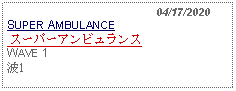 Text Box:                                              04/17/2020SUPER AMBULANCE スーパーアンビュランス WAVE 1  波1 