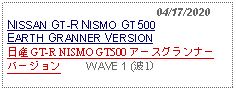 Text Box:                                              04/17/2020NISSAN GT-R NISMO GT500EARTH GRANNER VERSION日産 GT-R NISMO GT500 アースグランナーバージョン     WAVE 1 (波1)