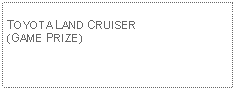 Text Box: TOYOTA LAND CRUISER(GAME PRIZE)