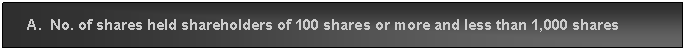 Text Box:      A.  No. of shares held shareholders of 100 shares or more and less than 1,000 shares