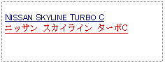 Text Box: NISSAN SKYLINE TURBO Cニッサン スカイライン ターボC