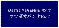 Text Box: MAZDA SAVANNA RX-7マツダサバンナRx-7