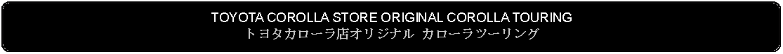 Flowchart: Alternate Process: TOYOTA COROLLA STORE ORIGINAL COROLLA TOURINGトヨタカローラ店オリジナル カローラツーリング