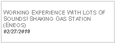 Text Box: WORKING EXPERIENCE WITH LOTS OF SOUNDS! SHAKING GAS STATION (ENEOS)02/27/2018