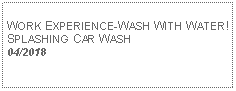 Text Box: WORK EXPERIENCE-WASH WITH WATER! SPLASHING CAR WASH04/2018