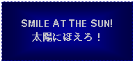 Text Box: SMILE AT THE SUN!太陽にほえろ！