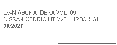 Text Box:            LV-N ABUNAI DEKA VOL. 09 NISSAN CEDRIC HT V20 TURBO SGL10/2021